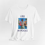 T-shirt blanc personnalisé avec photo et motif I PEE IN POOLS
