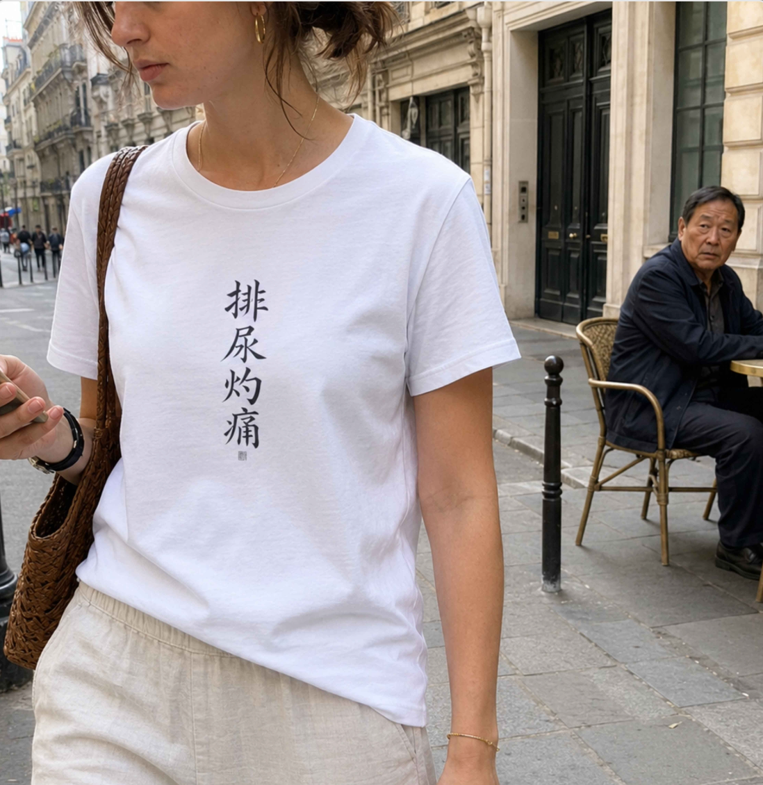 排尿灼痛 (Brûlure en urinant) - T-shirt drôle calligraphie chinoise