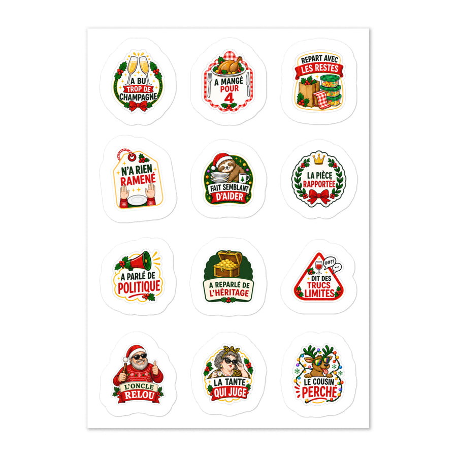 Stickers drôles pour Noël - Planche de 12
